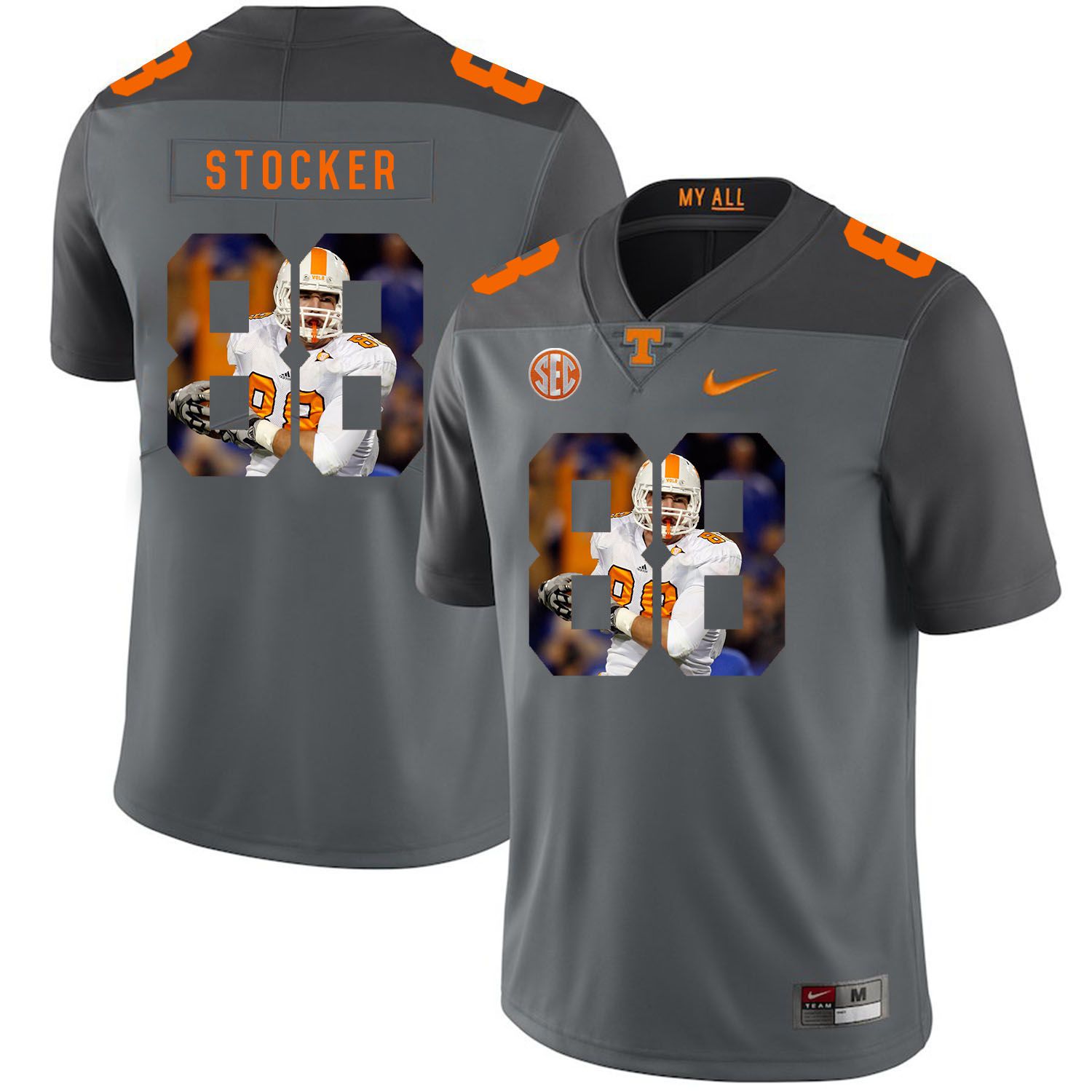 Men Tennessee Volunteers #88 Stocker Grey Fashion Edition Customized NCAA Jerseys->customized ncaa jersey->Custom Jersey
